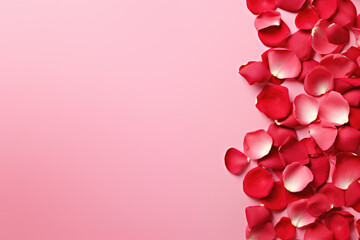 Pink Background with Rose Petals Frame, Generative AI