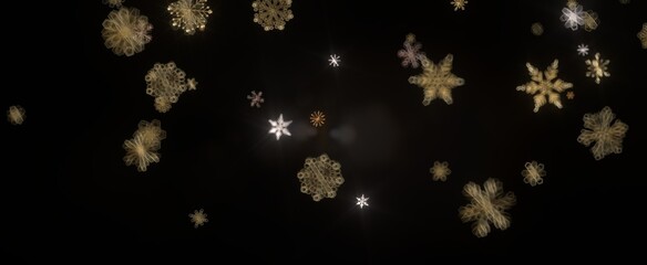 Festive Snowstorm: Magnificent 3D Illustration Showcasing Falling Christmas Snowflakes