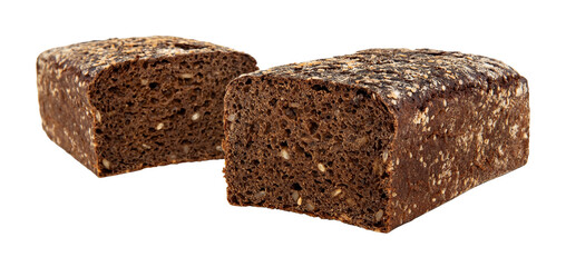 Rye bread with flax seeds on a white background. Bakery. Bread products