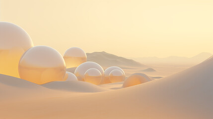 in the style of light yellow and light beige, spheres
