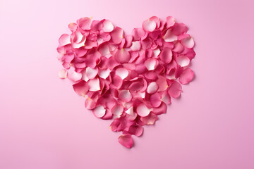 Obraz premium Pink Rose Petals on Light Pink Background, Generative AI