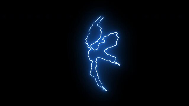 Animated map of Halmahera Island in Indonesia with a glowing neon effect