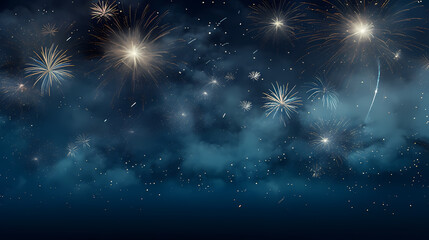 Fototapeta premium Happy New Year, burning fireworks with bokeh light background