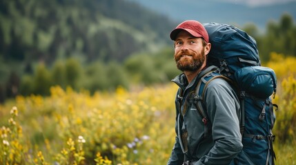 Hiker's Journey - Overcoming Challenges and Achieving Personal Triumphs on the Trail - obrazy, fototapety, plakaty