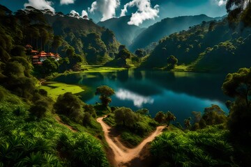 lake and mountains