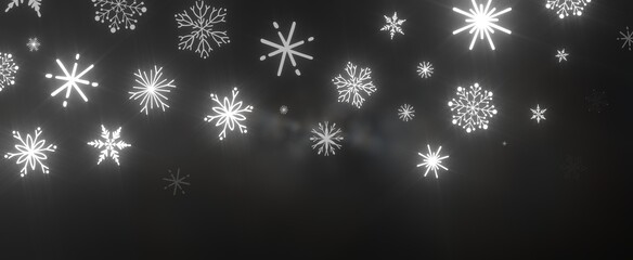 Fototapeta na wymiar Snowflakes - golden openwork shiny snowflakes, star, 3D rendering.