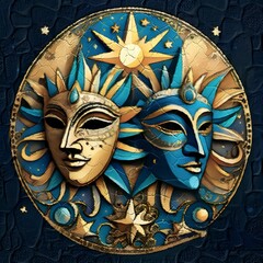 Mask veneciana Sol y Luna (agrietado).