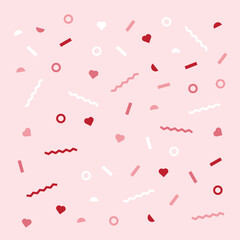 Pink confetti heart pattern vector