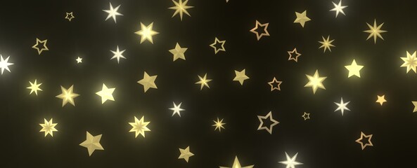 Festive Celestial Cascade: Mesmerizing 3D Illustration of Descending Christmas Stars