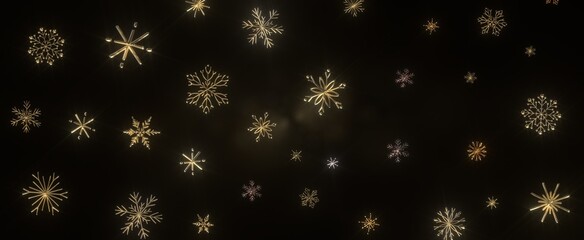 Winter Snow Symphony: Captivating 3D Illustration of Descending Snowflakes for Christmas