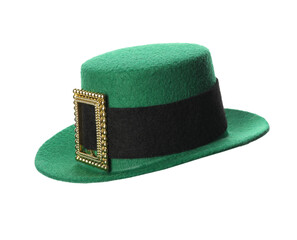 Green leprechaun hat isolated on white. Saint Patrick's Day accessory
