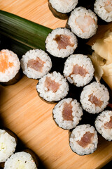 Top view of perfectly crafted tuna roll