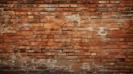 Brick wall background, auburn color grunge texture or pattern for design, wallpaper. Generative ai - obrazy, fototapety, plakaty