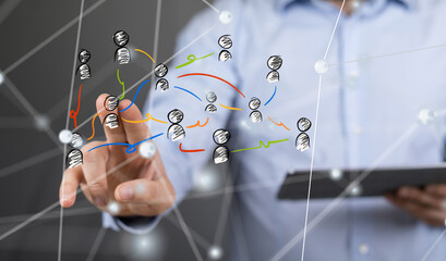 Global network. Blockchain. 3D illustration. Neural networks and artificial intelligence. Abstract