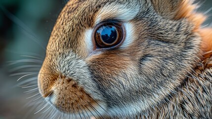 A close-up photo of a rabbit. Macro portrait of a rabbit. 