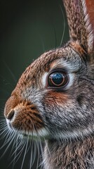 Naklejka na ściany i meble A close-up photo of a rabbit. Macro portrait of a rabbit. 
