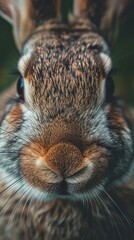 A close-up photo of a rabbit. Macro portrait of a rabbit. 