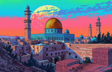 Illustration of Al-Aqsa Palestine