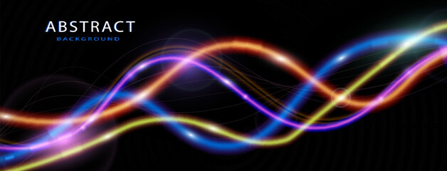 Light trails violet and blue line.Abstract background speed effect motion blur night lights.	

