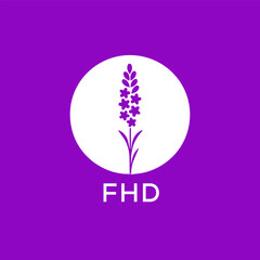 FHD letter logo design on colourful background. FHD creative initials letter logo concept. FHD letter design.
