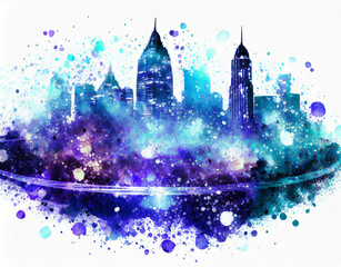 Bangkok city made watercolor illustration painting background on digital art concept, Generative AI.