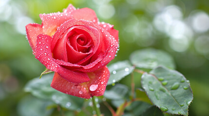 red rose with water drops