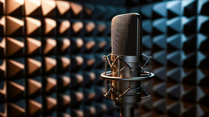 Professional microphone in a sound recording studio - obrazy, fototapety, plakaty