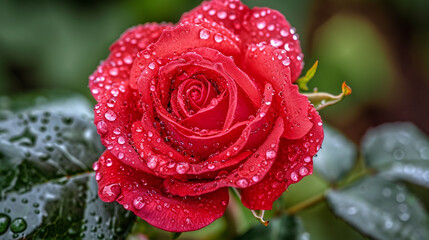 red rose with water drops