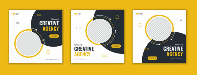 Set of creative corporate social media post design, editable business template for digital marketing