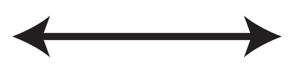 Long arrow vector icon. Black horizontal double arrow. Vector icon.