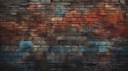 Brick wall background, dim colors grunge texture or pattern for design. Generative ai