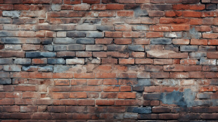Brick wall background, discolored grunge texture or pattern for design, backdrop. Generative ai