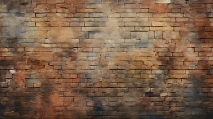 Brick wall background, drab colors grunge texture or pattern for design. Generative ai
