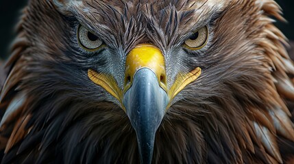 A close-up photo of an eagle. Macro portrait of an eagle.