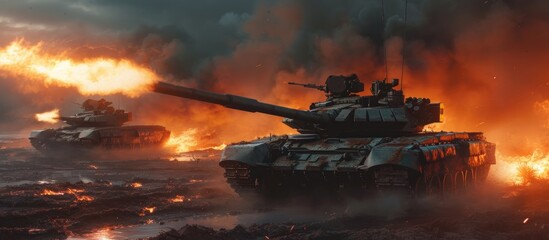 Training involving tanks fueled by fire.