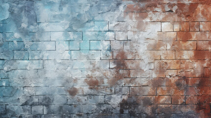 Brick wall background, frost colorful grunge texture or pattern for design. Generative ai