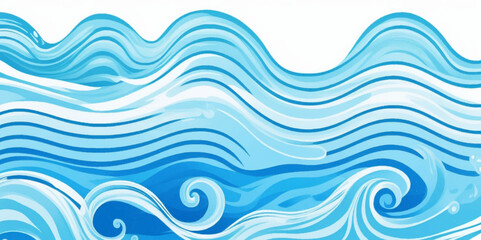 Vector ocean wave line blue and white background. Ocean sea art with natural template. Seamless soft blue ocean pattern wave water background.