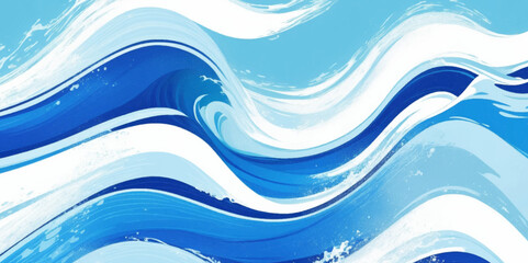 Vector ocean wave line blue and white background. Ocean sea art with natural template. Seamless soft blue ocean pattern wave water background.