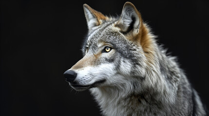 Wolf On Isolated Black Background, World Animals Day, International Wildlife Day, Jungle Day, Zoo Animals, Generative Ai