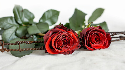 red roses on a white background