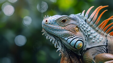 Fototapeta premium A close-up photo of an iguana. Macro portrait of an iguana.