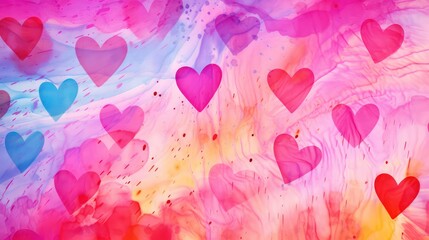 abstract hearts watercolor background illustration