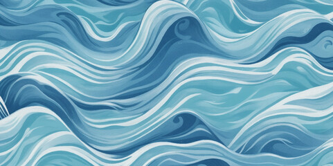 Vector ocean wave line blue and white background. Ocean sea art with natural template. Seamless soft blue ocean pattern wave water background.