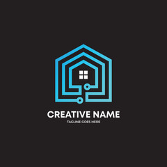 Premium Tech house logo, technology logo, tech house icon