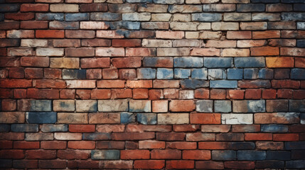 Brick wall background, retro colorful grunge texture or pattern for design. Generative ai