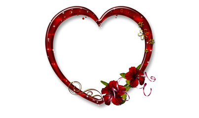 Lovely Heart Frame, a red heart made of beads isolated