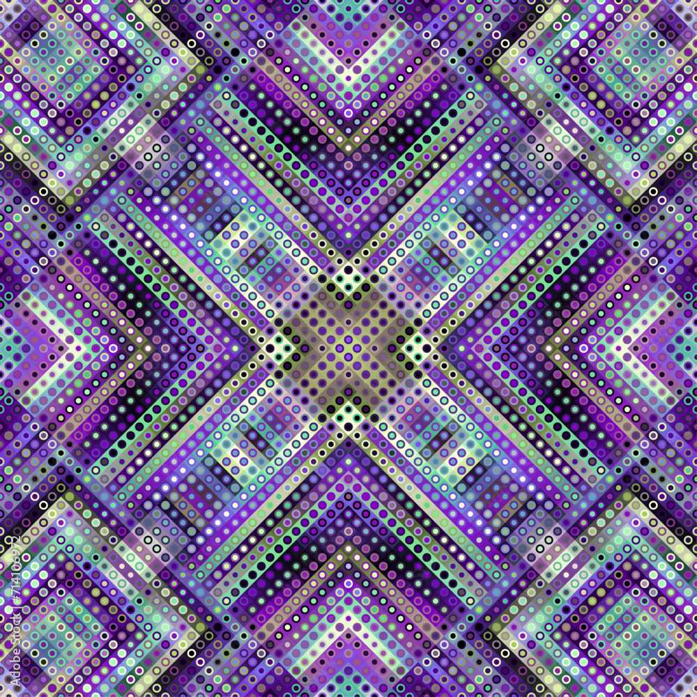 Leinwandbilder Geometric abstract pattern moire overlay style. Halftone style with small dots. Abstract seamless technology texture. Vector pattern
