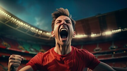 Young adult in soccer jerseys bask in the warm glow of a sunset, celebrating a team victory with laughter and camaraderie. generative ai
 - obrazy, fototapety, plakaty