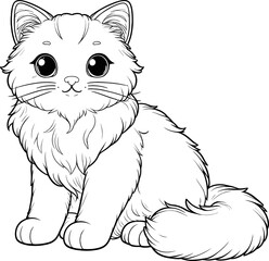 cat illustration for coloring book