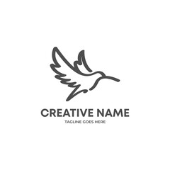 Premium and simple hummingbird line black logo